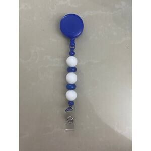 Blue and white badge reel